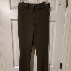 Olive Green slim fit, high rise pant